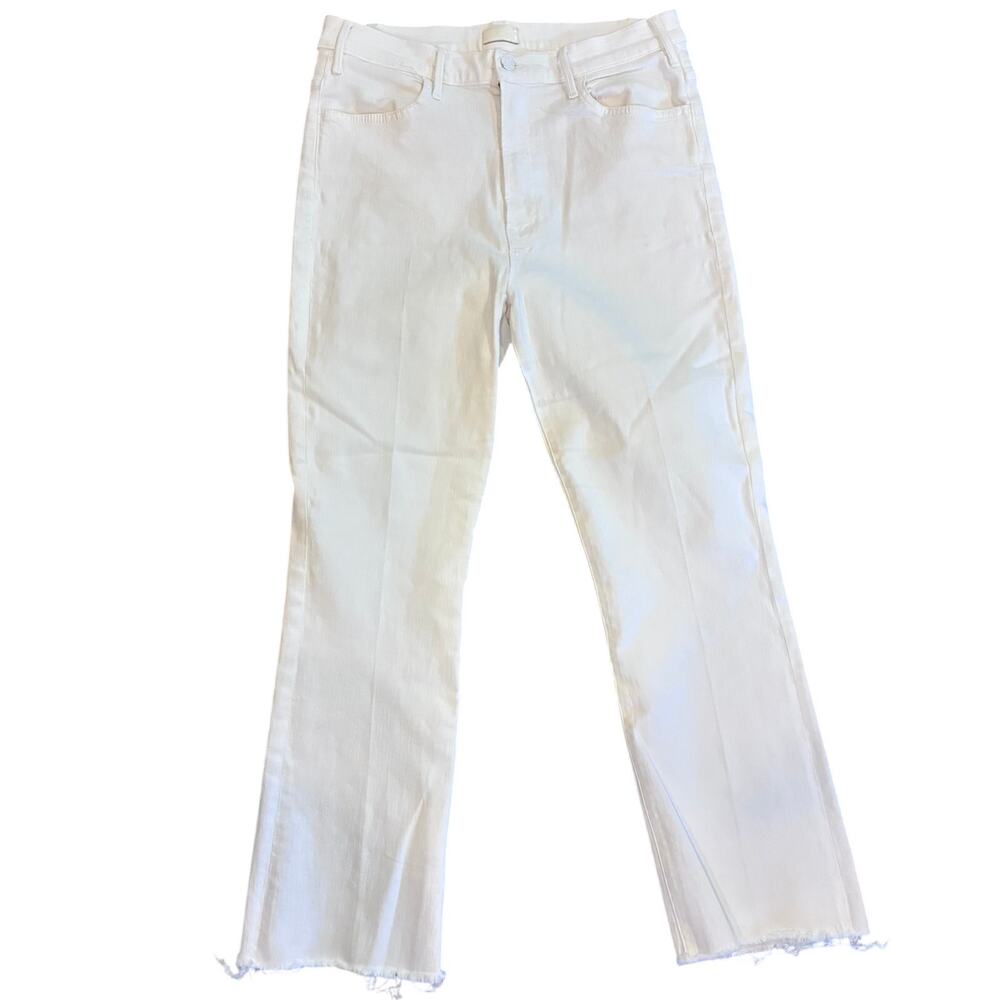 MOTHER White Hustler ankle fray denim crop jeans womens 32 pants